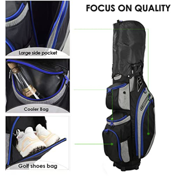 LIVSINGOLF Stylish 14 Way Golf Cart Bag with Cooler and Pockets