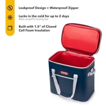 RTIC Soft Cooler 40 Can, Insulated Bag Portable Ice Chest Box for Lunch, Beach, Drink, Beverage, Travel, Camping, Picnic, Car, Trips, Floating Cooler Leak-Proof with Zipper, Patriot