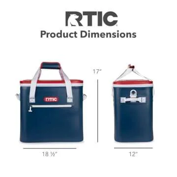 RTIC Soft Cooler 40 Can, Insulated Bag Portable Ice Chest Box for Lunch, Beach, Drink, Beverage, Travel, Camping, Picnic, Car, Trips, Floating Cooler Leak-Proof with Zipper, Patriot