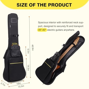 PPOPPO 39-40 Inch Electric Guitar Gig Bag – Sturdy, Waterproof & Comfortable