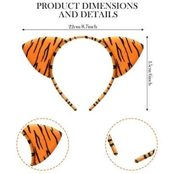 Cindeer 3 Pcs Zoo Animal Ear Costume Headband Jungle Safari Plush Ear Hair Hoop for Adult Animal Party Cosplay Prop(Zebra, Giraffe, Tiger)