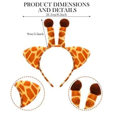 Cindeer 3 Pcs Zoo Animal Ear Costume Headband Jungle Safari Plush Ear Hair Hoop for Adult Animal Party Cosplay Prop(Zebra, Giraffe, Tiger)