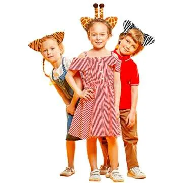 Cindeer 3 Pcs Zoo Animal Ear Costume Headband Jungle Safari Plush Ear Hair Hoop for Adult Animal Party Cosplay Prop(Zebra, Giraffe, Tiger)