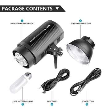 Neewer Professional Studio Flash Strobe Light Monolight - 400W GN.60 5600K with Modeling Lamp, Alumi...