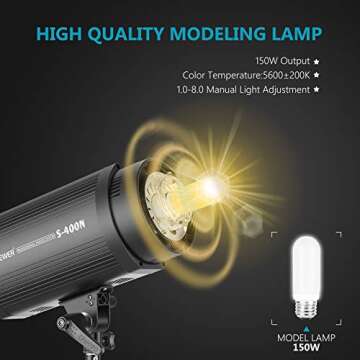 Neewer 400W Strobe Light for Studio Photography - Monolight