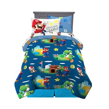 Franco Super Mario Kids Bedding Set, 5 Piece Twin Size