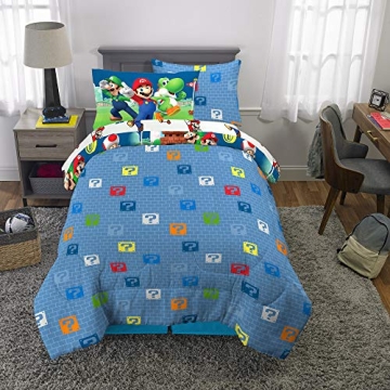 Franco Super Mario Kids Bedding Set, 5 Piece Twin Size