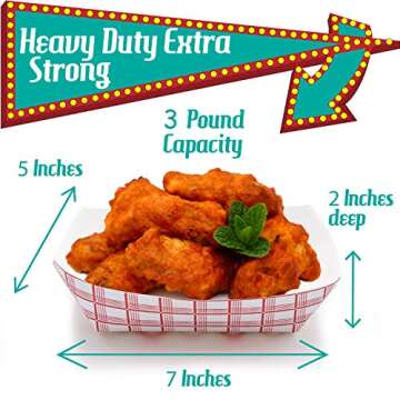 Upper Midland Products Paper Hot Dog Food Tray, 100 Durable Grease Proof 3LB Paperboard Nachos Carnival Concession Stand Serving Boat Basket Holders for Fries, Popcorn or Snacks