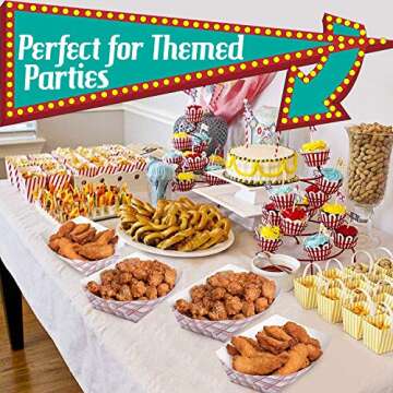 Upper Midland Products Paper Hot Dog Food Tray, 100 Durable Grease Proof 3LB Paperboard Nachos Carnival Concession Stand Serving Boat Basket Holders for Fries, Popcorn or Snacks
