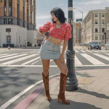 Stylish WIRALOMI Cowgirl Boots for Women with Chunky Heels