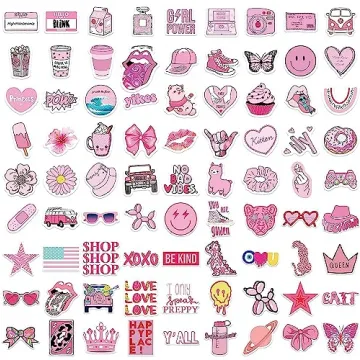 Vibrant 102 Pcs Pink Sticker Collection for Kids