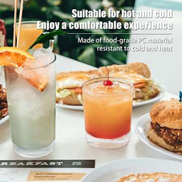 Golemas Plastic Drinking Glasses Set of 6, Reusable Acrylic Mixed Water Tumblers Glassware Sets, Dishwasher Safe Suitable for Bar, Home, Kitchen, Party, Outside(Multi Size, Set of 6)