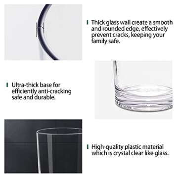 Golemas Plastic Drinking Glasses Set of 6, Reusable Acrylic Mixed Water Tumblers Glassware Sets, Dishwasher Safe Suitable for Bar, Home, Kitchen, Party, Outside(Multi Size, Set of 6)