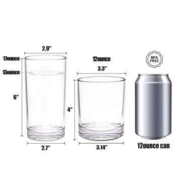 Golemas Plastic Drinking Glasses Set of 6, Reusable Acrylic Mixed Water Tumblers Glassware Sets, Dishwasher Safe Suitable for Bar, Home, Kitchen, Party, Outside(Multi Size, Set of 6)