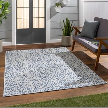 Mark&Day Outdoor Rugs, 5x7 Alem Modern Indoor/Outdoor Navy Area Rug, Non Shedding Blue Carpet for Pa...
