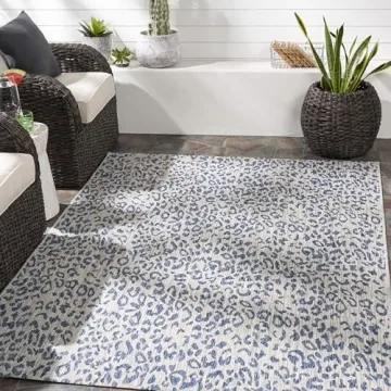 Mark&Day Outdoor Rugs, 5x7 Alem Modern Indoor/Outdoor Navy Area Rug, Non Shedding Blue Carpet for Patio, Porch, Deck, Bedroom, Living Room or Kitchen (5'3" x 7'7")