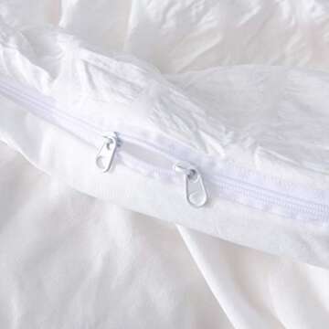 M&Meagle 3 Pieces Textured Duvet Cover White Set with Zipper Closure,100% Washed Microfiber Seersucker Fabric,Luxury Hotel Quality Bedding-King Size(1 Duvet Cover 2 Pillowcases)