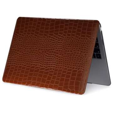 FFBOFFC Hard Shell Compatible with MacBook Air 13 Inch Case 2020 2019 2018 Release A2337 A2179 A1932 with Retina Display & Touch ID, Leather Crocodile Print Case Laptop Cover & Keyboard Skin, Brown