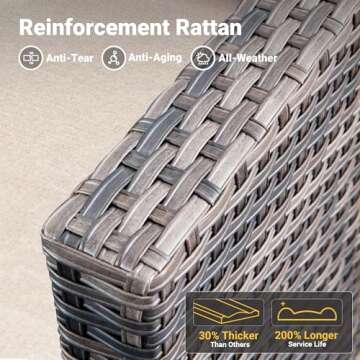 ovios Patio Furniture Set, 5 Pieces Outdoor Wicker Rattan Sofa Couch with Ottomans and Comfy Cushion...