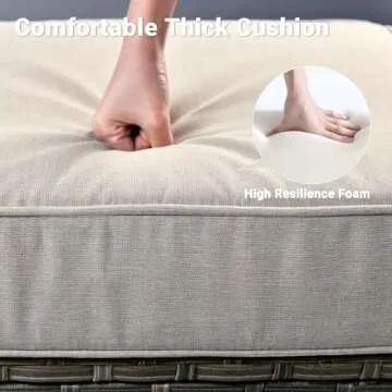 ovios Patio Furniture Set, 5 Pieces Outdoor Wicker Rattan Sofa Couch with Ottomans and Comfy Cushions, All Weather High Back Conversation Set for Backyard Porch Garden, Beige