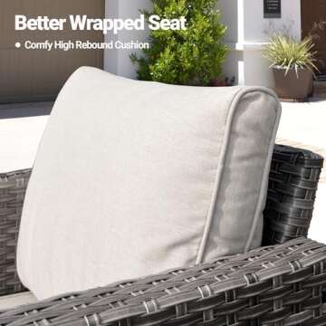 ovios Patio Furniture Set, 5 Pieces Outdoor Wicker Rattan Sofa Couch with Ottomans and Comfy Cushions, All Weather High Back Conversation Set for Backyard Porch Garden, Beige