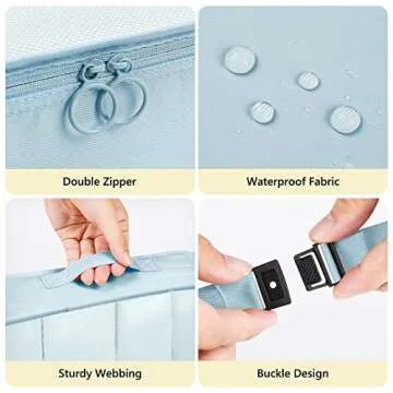 Packing Organizer Cubes,Mossio 7 Set Luggage Bags with Toiletry Bag and Shoe Bag Sky Blue