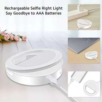 Fodizi Selfie Clip On Ring Light for Smart Phone Camera iPhone iPad Androids Vlogging on Instagram Facebook YouTube - 36 Rechargable LED Phone Light