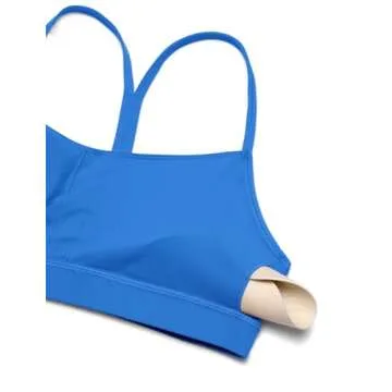 CRZ YOGA Butterluxe Womens Y Back Sports Bra - Padded Racerback Low Impact Spaghetti Thin Strap Workout Yoga Top Sparkle Blue Small