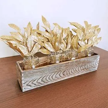 40 Pieces Gold Glittered Artificial Leaf Spray Picks 12" Tall for Christmas Winter Wedding Wreath Tree Swag Floral Arrangment Vase Bouquets Table Centerpieces Decoration