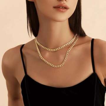 Suplight Men's Black Curb Chain Necklace for Style