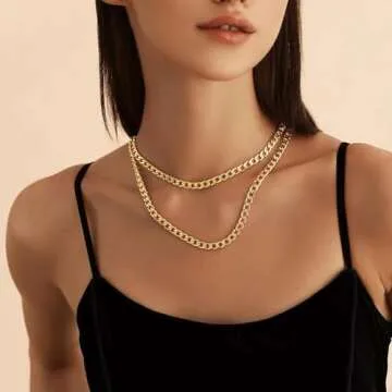 Suplight Men's Black Curb Chain Necklace for Style