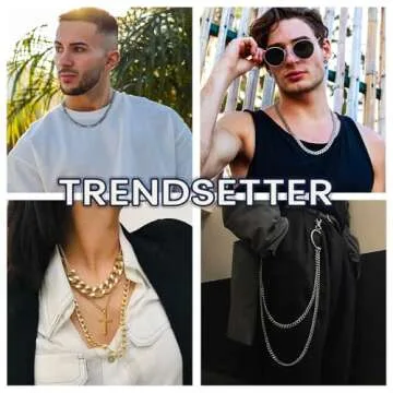 Suplight Men's Black Curb Chain Necklace for Style