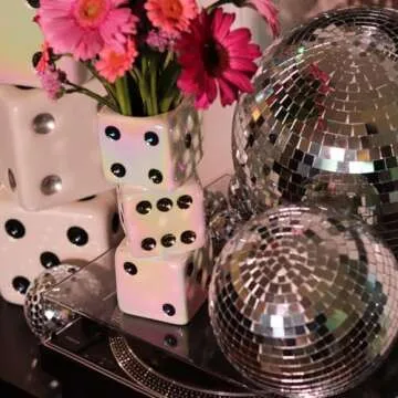 Unique Iridescent Triple Dice Vase for Quirky Home Decor