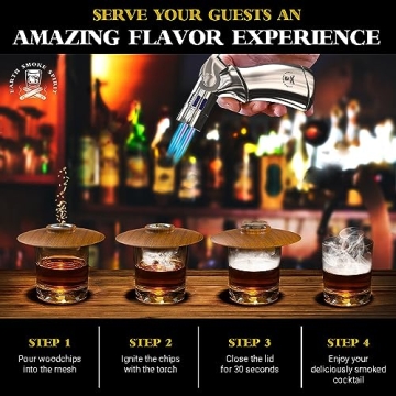 EARTH SMOKE SPIRIT Cocktail Smoker Kit - Old Fashioned Bourbon & Whiskey Drink Smoker Set with 5" Smoke Top, Stainless Steel Torch & Whiskey Stones - Unique Gift for Bourbon & Whiskey Lovers (No Butane)