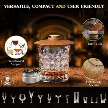 EARTH SMOKE SPIRIT Cocktail Smoker Kit - Old Fashioned Bourbon & Whiskey Drink Smoker Set with 5" Smoke Top, Stainless Steel Torch & Whiskey Stones - Unique Gift for Bourbon & Whiskey Lovers (No Butane)