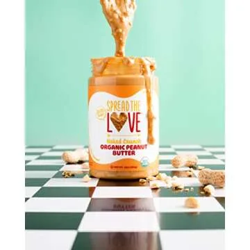 Spread The Love NAKED CRUNCH Organic Peanut Butter (Organic, All Natural, Vegan, Gluten-free, Creamy, Dry-Roasted, No added salt, No added sugar, No palm oil) (1-Pack)
