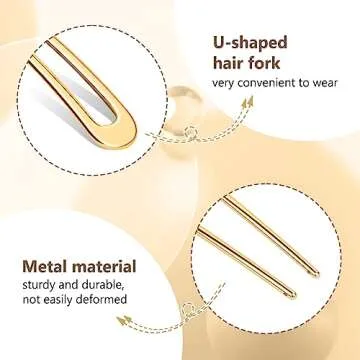 6 Pack Elegant French U Shaped Hair Pins for Women