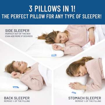 Everlasting Comfort Shredded Memory Foam Pillows with Adjustable Loft - 2X Better Cooling - Japanese Cooling Fiber Pillow Case - Hypoallergenic Pillows for Side Sleepers (Queen)