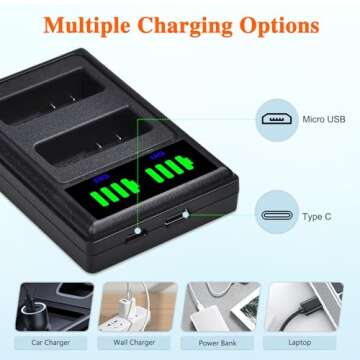Pickle Power EN-EL14 EN-EL14a Battery and LED Dual Charger for Nikon D3500 D3400 D3300 D3200 D3100 D5600 D5500 D5300 D5200 D5100 DF Coolpix P7000 P7100 P7700 P7800 Camera