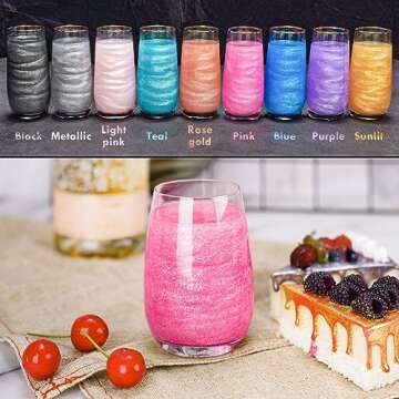 NiHome Edible Food-Grade Glimmer Powder Glitter Luster Dust Metallic Food Decorating Sprinkle Glimmery Dust for Drink Wine Beverage Cake Candy Dessert Bakery Restaurant Vegan (0.18oz/5g, Pink)