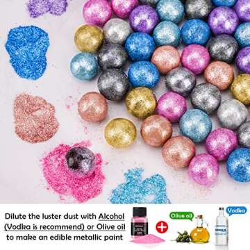 NiHome Edible Food-Grade Glimmer Powder Glitter Luster Dust Metallic Food Decorating Sprinkle Glimmery Dust for Drink Wine Beverage Cake Candy Dessert Bakery Restaurant Vegan (0.18oz/5g, Pink)