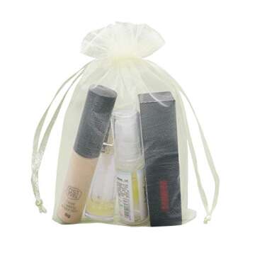 HRX Package Organza Bags 4x6 inch 100pcs, Mesh Jewelry Pouches Candy Drawstring Gift Bags Small Sachet for Christmas Wedding Giveaways (pastel yellow)