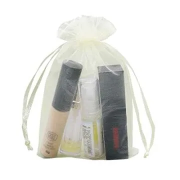 HRX Package Organza Bags 4x6 inch 100pcs, Mesh Jewelry Pouches Candy Drawstring Gift Bags Small Sachet for Christmas Wedding Giveaways (pastel yellow)