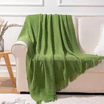 BATTILO HOME Moss Green Throw Blanket for Couch, Spring Decorative Green Blankets for Sofa, Spring Throw Blanket, 50"x60"
