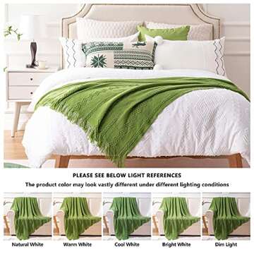 BATTILO HOME Moss Green Throw Blanket for Couch, Spring Decorative Green Blankets for Sofa, Spring Throw Blanket, 50"x60"