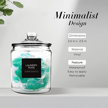 144 PCS Minimalist Laundry Room Labels Set, Waterproof Stickers