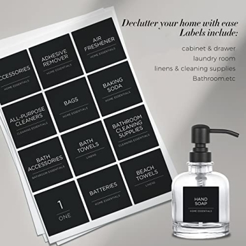 144 PCS Minimalist Laundry Room Labels Set, Waterproof Stickers