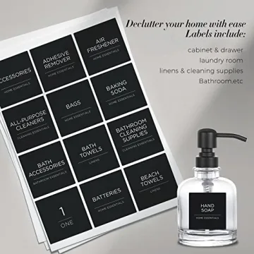 144 PCS Minimalist Laundry Room Labels Set, Waterproof Stickers