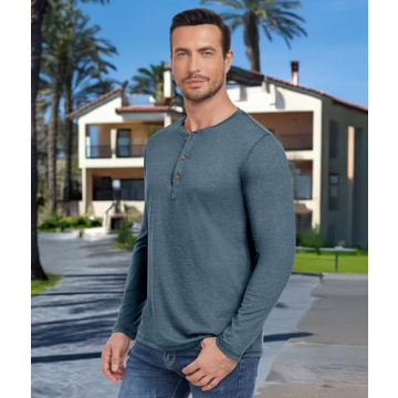 PEGENO Men's Slim Fit Henley T-Shirt for All Occasions