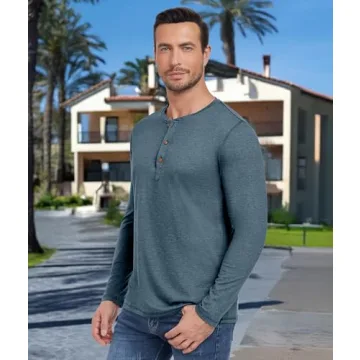PEGENO Men's Slim Fit Henley T-Shirt for All Occasions